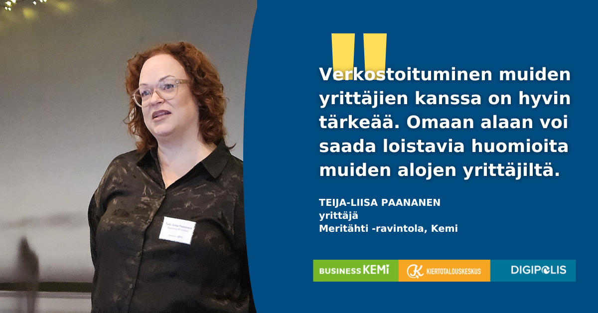 Teija-Liisa Paananen yrittäjä Meritähti -ravintola 19.2.2025 Business Kemin ja Pointin aamiaisbrunssitilaisuus KUVA: Soile Suvanto Kemin Digipolis oy